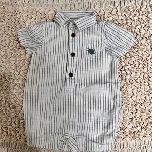 Janie and Jack White and Black Striped Button Down Onesie